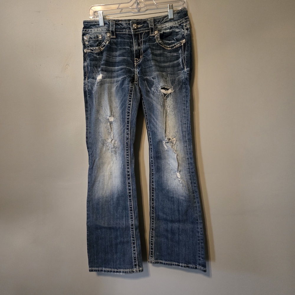 Miss Me Distressed Signature Boot Cut Jeans